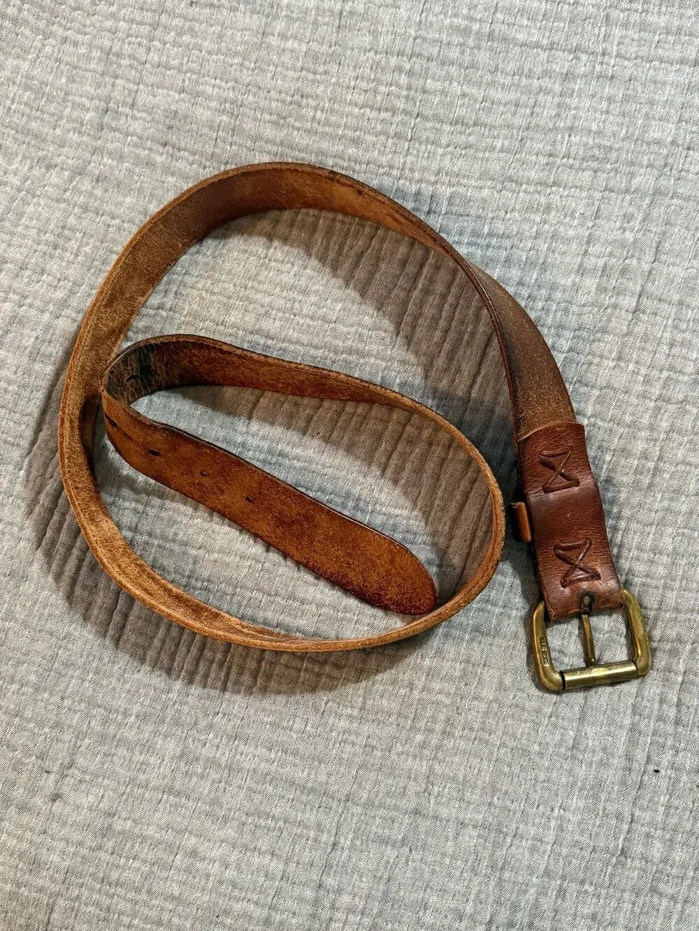 Vintage Polo Ralph Lauren Belt Leather Men’s 45” Buckle Brass Brown